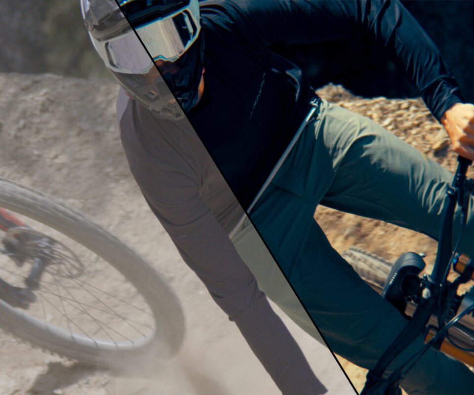 Film production with post-production – Downhill sports with sport elements Before-and-after comparison of a downhill film production